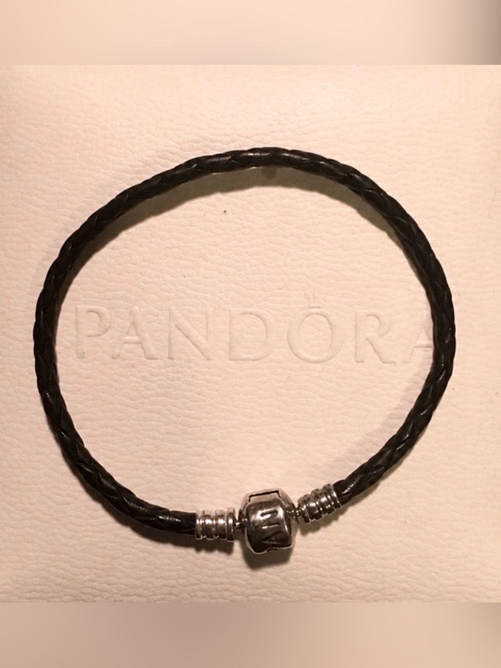 Authentic Pandora black leather bracelet!